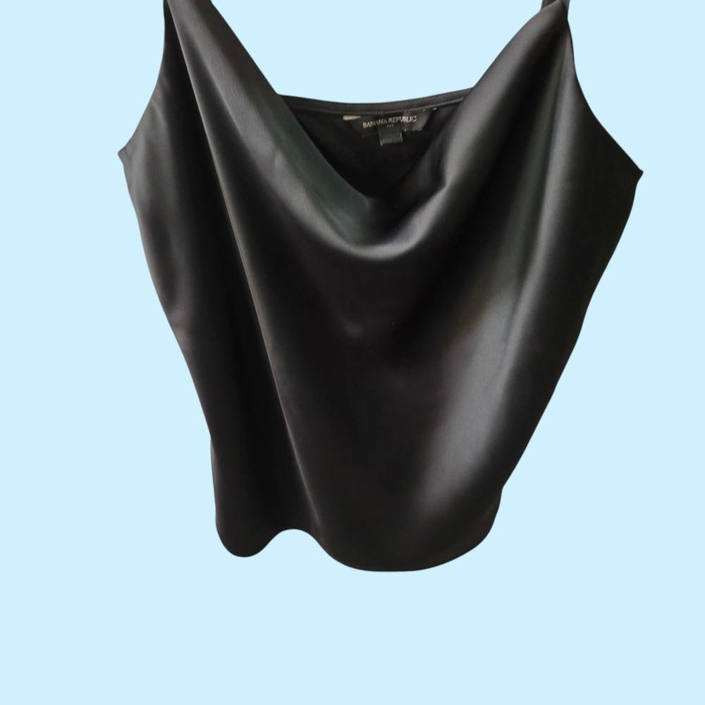 Banana Republic Black Satin Cowl Neck Top